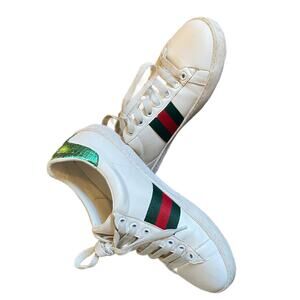 Gucci Ace 'Pineapple' White Leather Shoes woman’s size 7.5